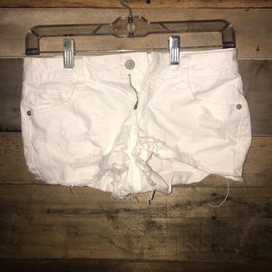 White Ripped Jean Shorts